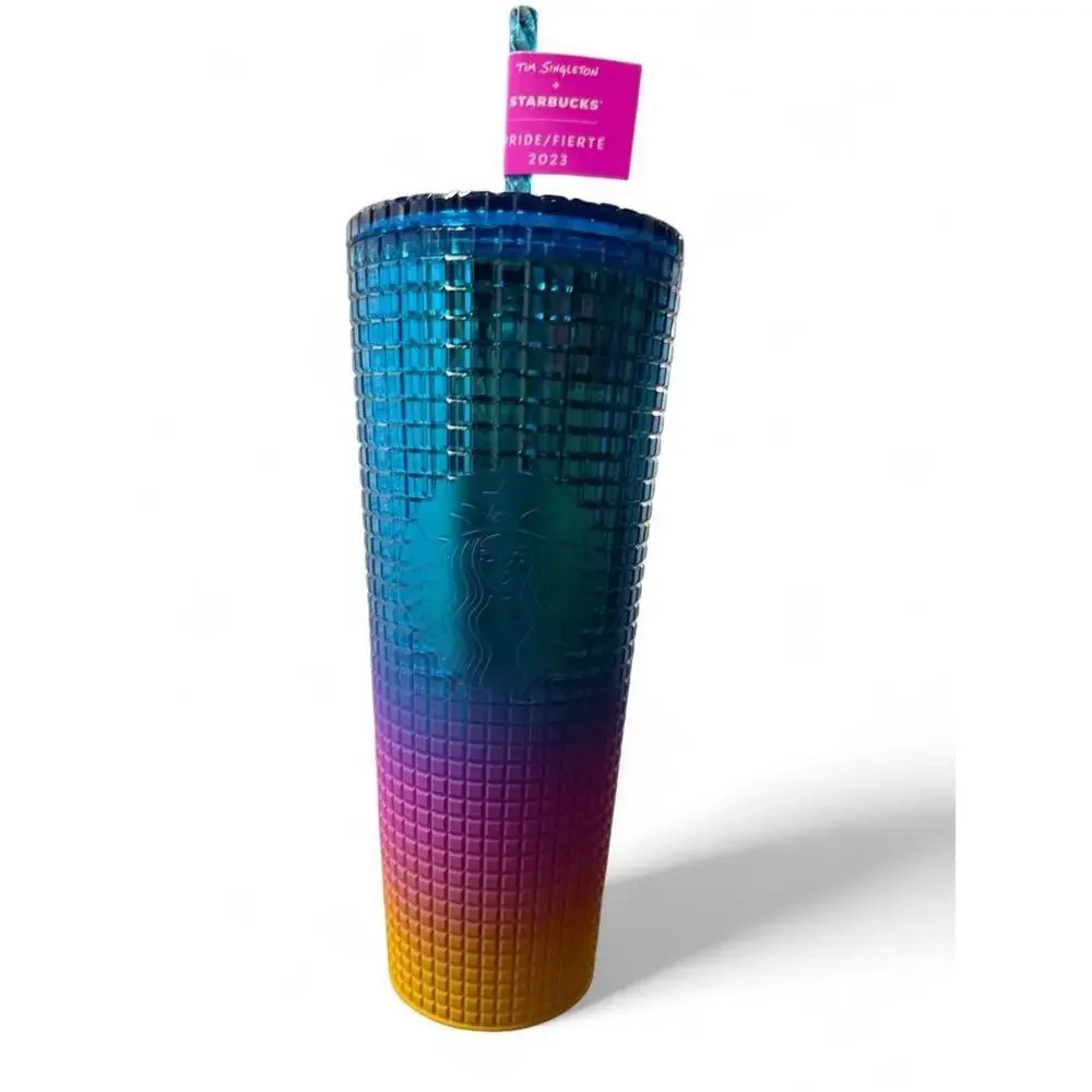 Starbucks Rainbow Grid Tumbler Summer 2023 Tim Singleton Pride 24oz Cold Cup NEW